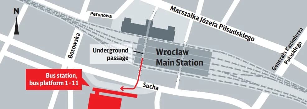 Autobusy Wrocław-Zakopane: Odjazd z Dworca Sucha 1 Wskazówki