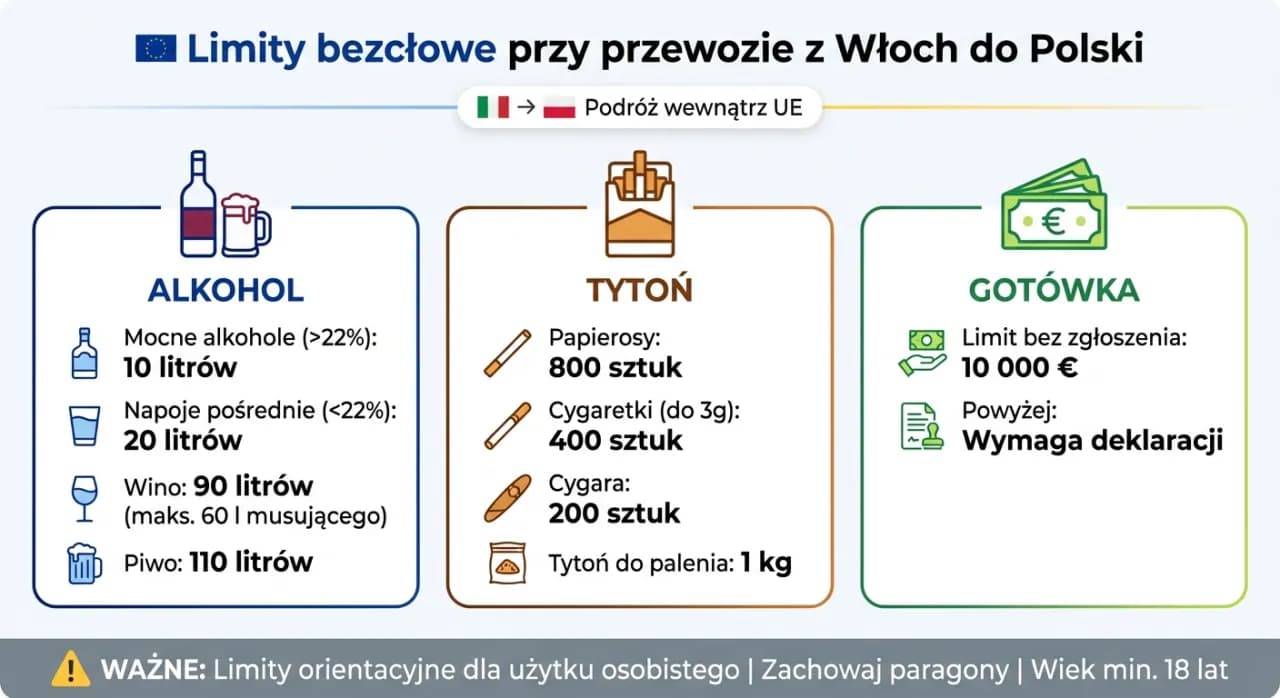 Limity alkoholu do Polski: UE, spoza UE i jak uniknąć grzywny.